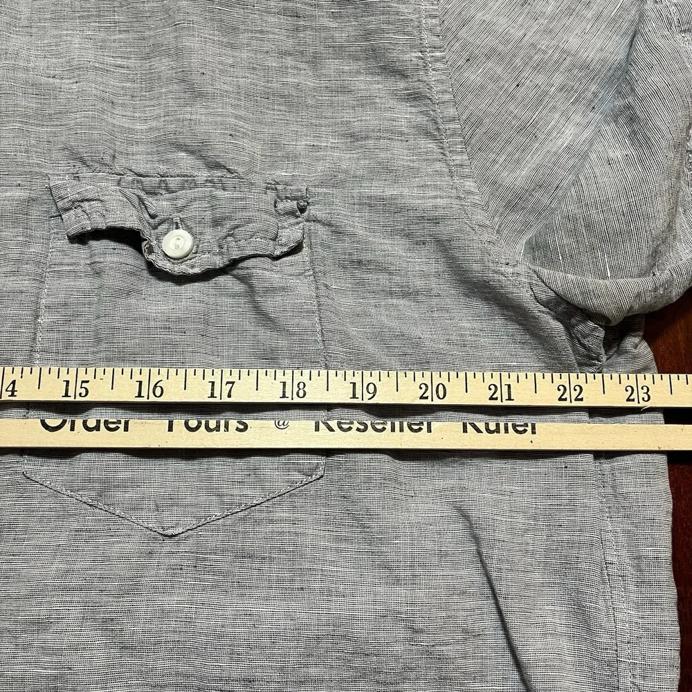 J Crew Shirt Mens XLT Tall Button Down Blue Chambray Baird McNutt Irish Linen